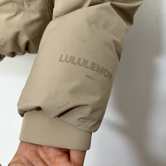 Lululemon Slush Hour Hooded Down Jacket Size 4 Trench Beige Cropped Waterproof - Picture 9 of 14